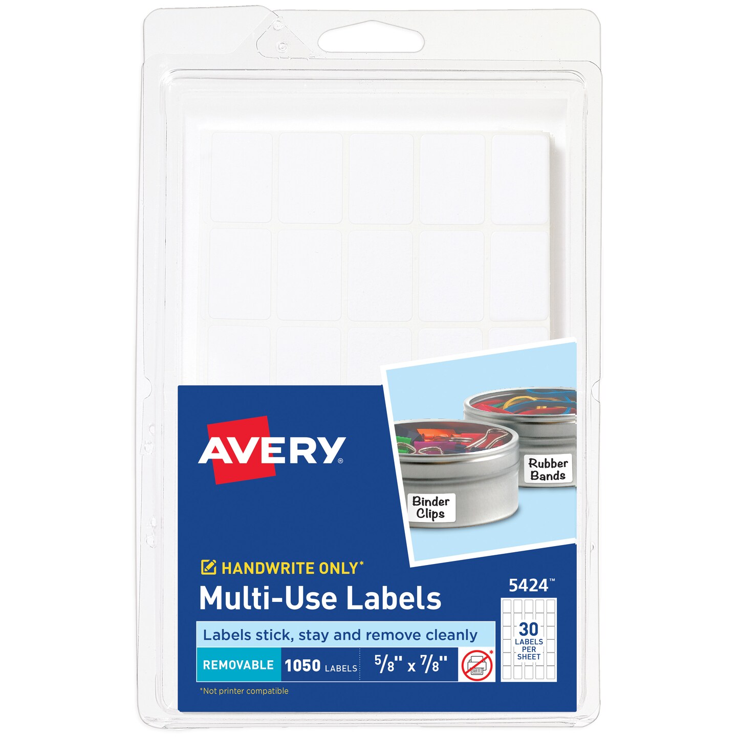 Avery Multi-Use Removable Labels, 5/8 x 7/8, White, Non-Printable, 1,000  Blank Labels Total (5424)