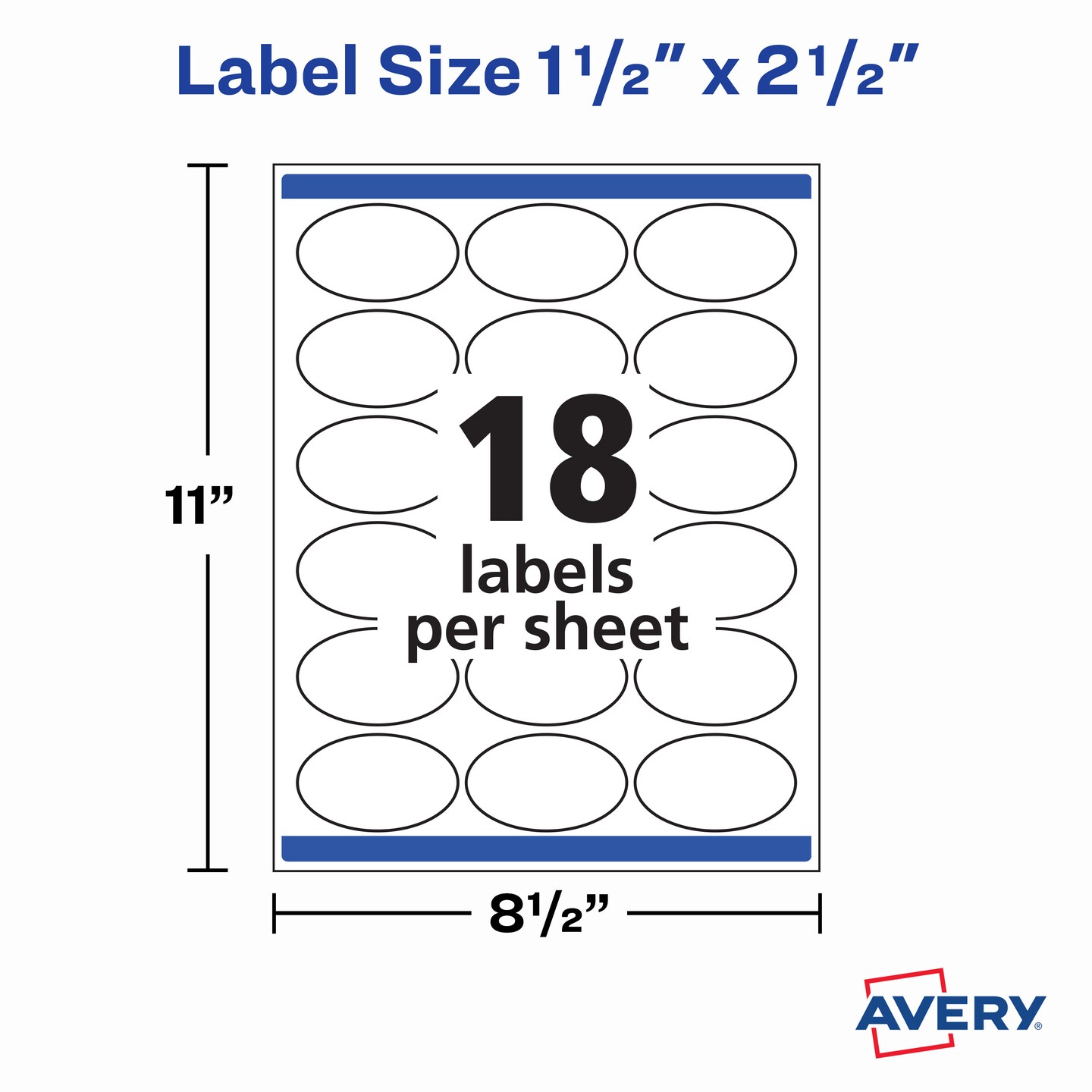 Avery Printable Blank Oval Labels, 1.5&#x22; x 2.5&#x22;, Matte White, 450 Customizable Labels (22564)