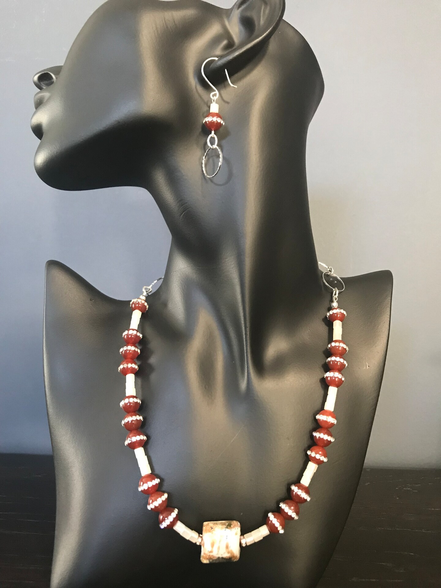 Gaspeite and Brown Agate Druzy Necklace | Indianapolis Art Center Market