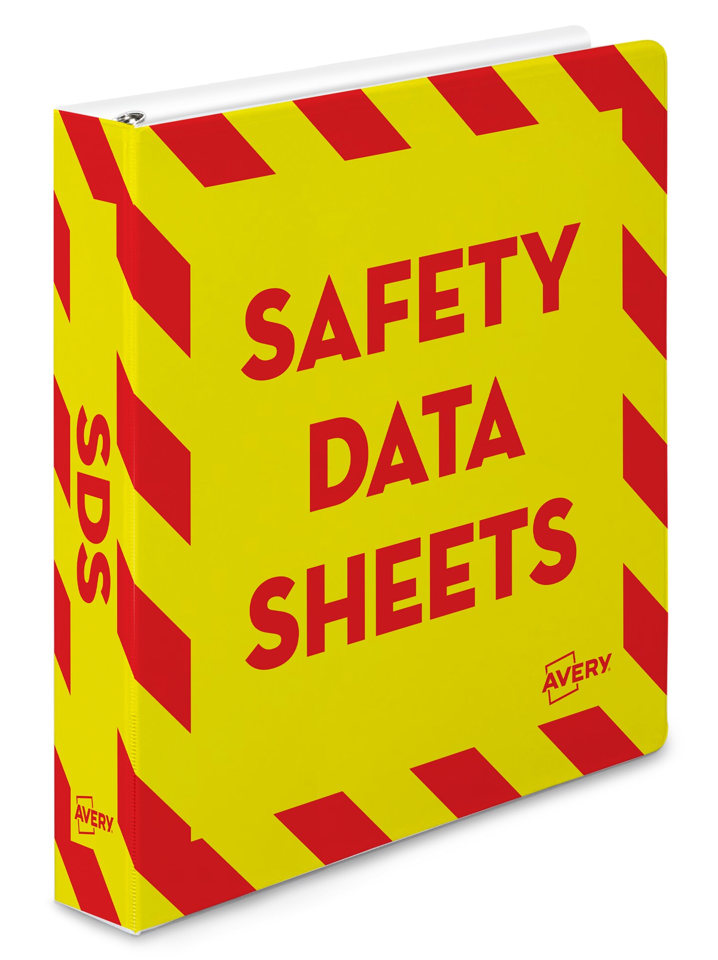 Avery Heavy-Duty Industrial SDS Binder, 1-1/2" One-Touch Rings, 400-Sheet Capacity, Yellow/Red Border (18950)