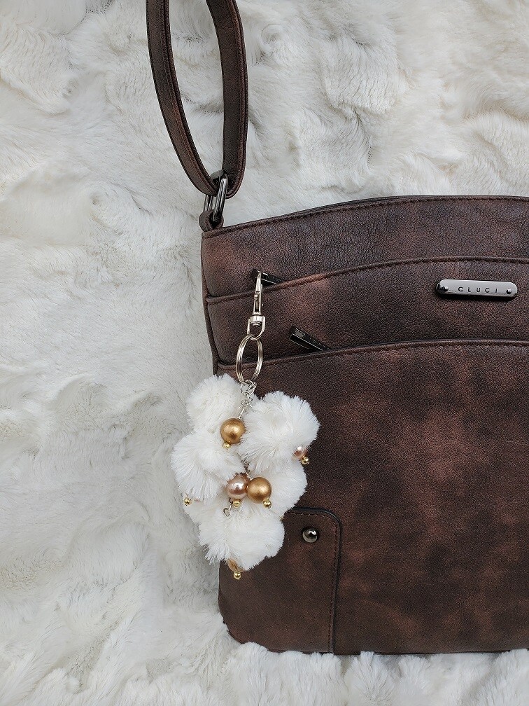 Amazon.com : JewelBeauty Fur Ball PomPom Key Chain Keychain Key Ring Handbag  Pendant Purse Charm Decor (White) : Office Products