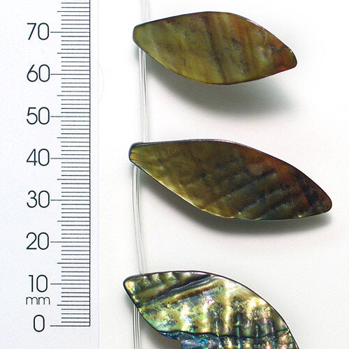 Sea Shell Hand Crafted Leaf Shape 15mm x 45mm Beads (16 pcs)