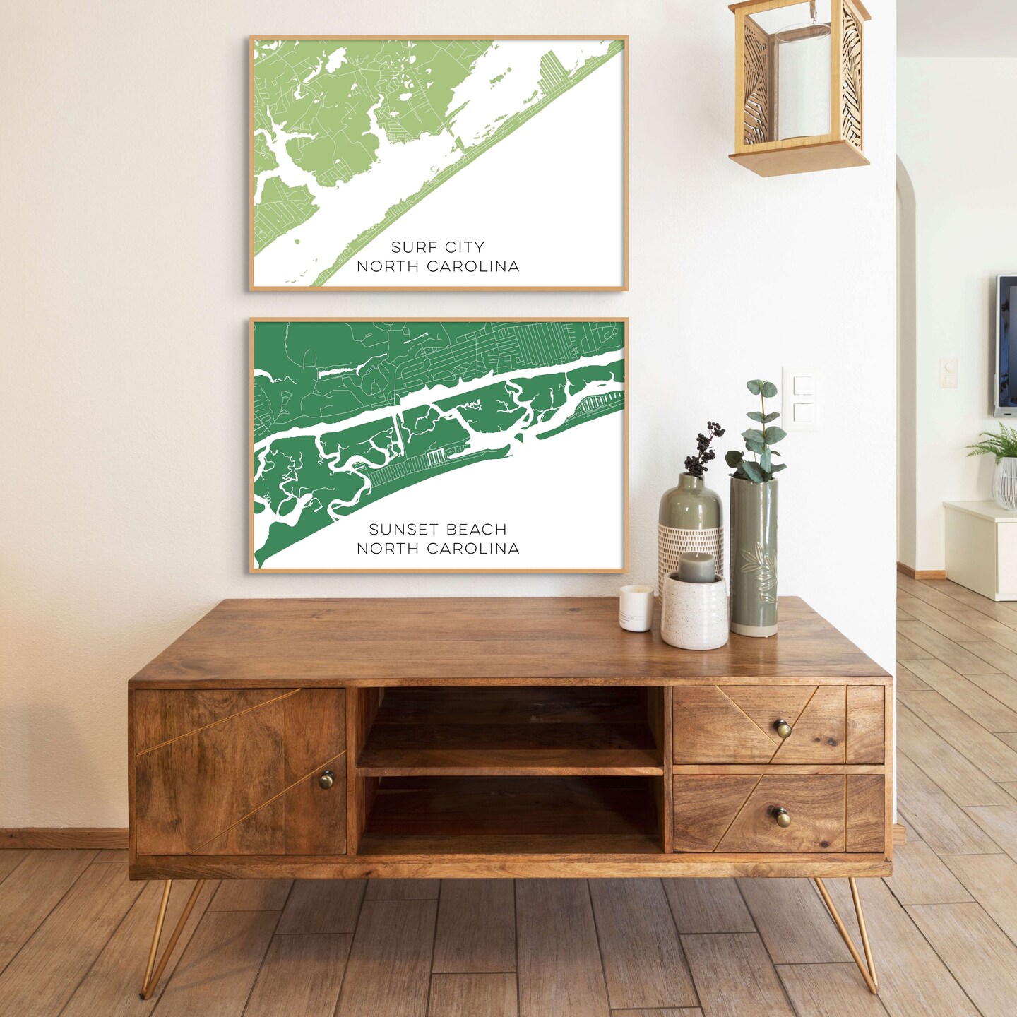 Sunset Beach North Carolina Custom Map, Sunset Beach NC Map, Sunset