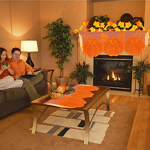 Fall Thanksgiving Decor Fireplace Scarf 20 x 60 Inch Brown Mantle Scarves Cover Lace Fall Runner for Thanksgiving Door Decorations Autumn Table Cover (Brown)
