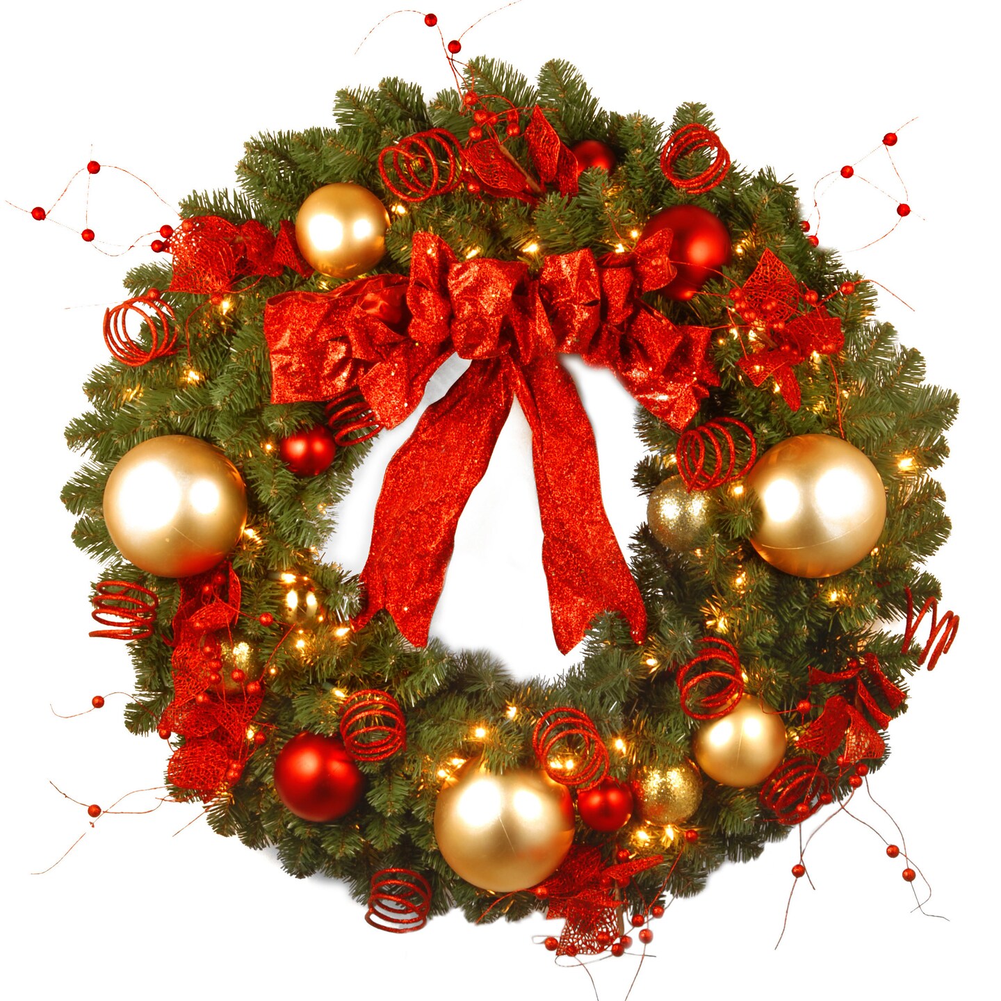 36in. Decorative Collection Cozy Christmas Wreath with Red