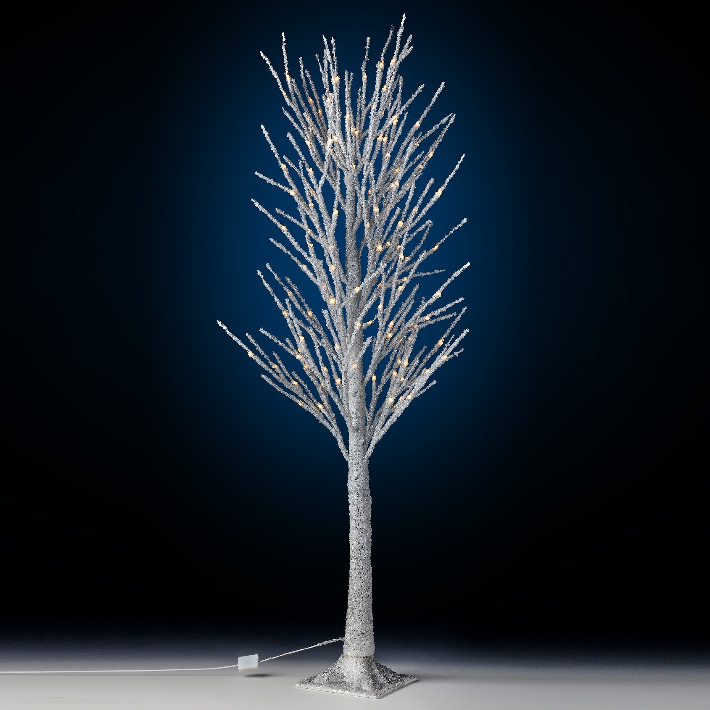 Contemporary Home Living Pre-Lit Metallic Artificial Christmas Tree - 5&#x27; - Silver - Warm White LED Lights