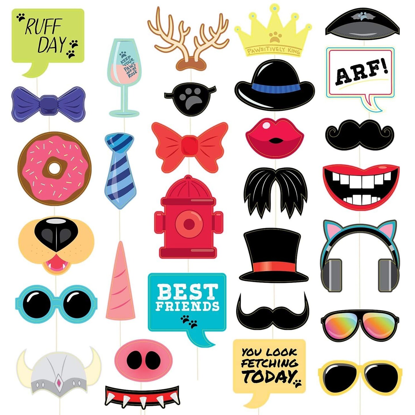 Dog Photo Booth Props for Pet Party Supplies (30 Pieces)