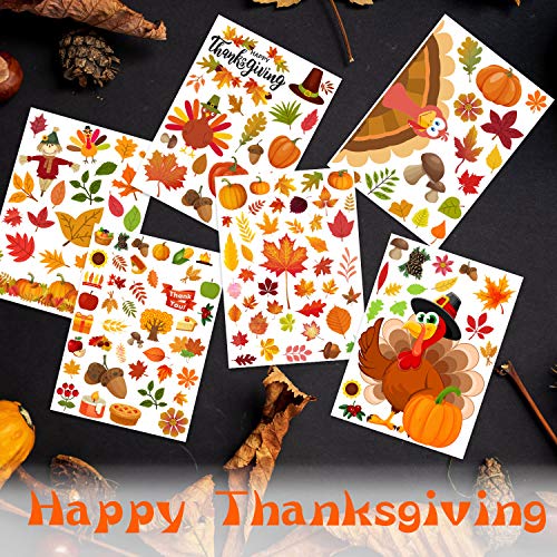 Fall Window Clings 158 PCS Thanksgiving Window Clings Fall Window Clings for Glass Windows Fall Window Decor for Offices Autumn Leaves Turkey Window Clings Home School Office