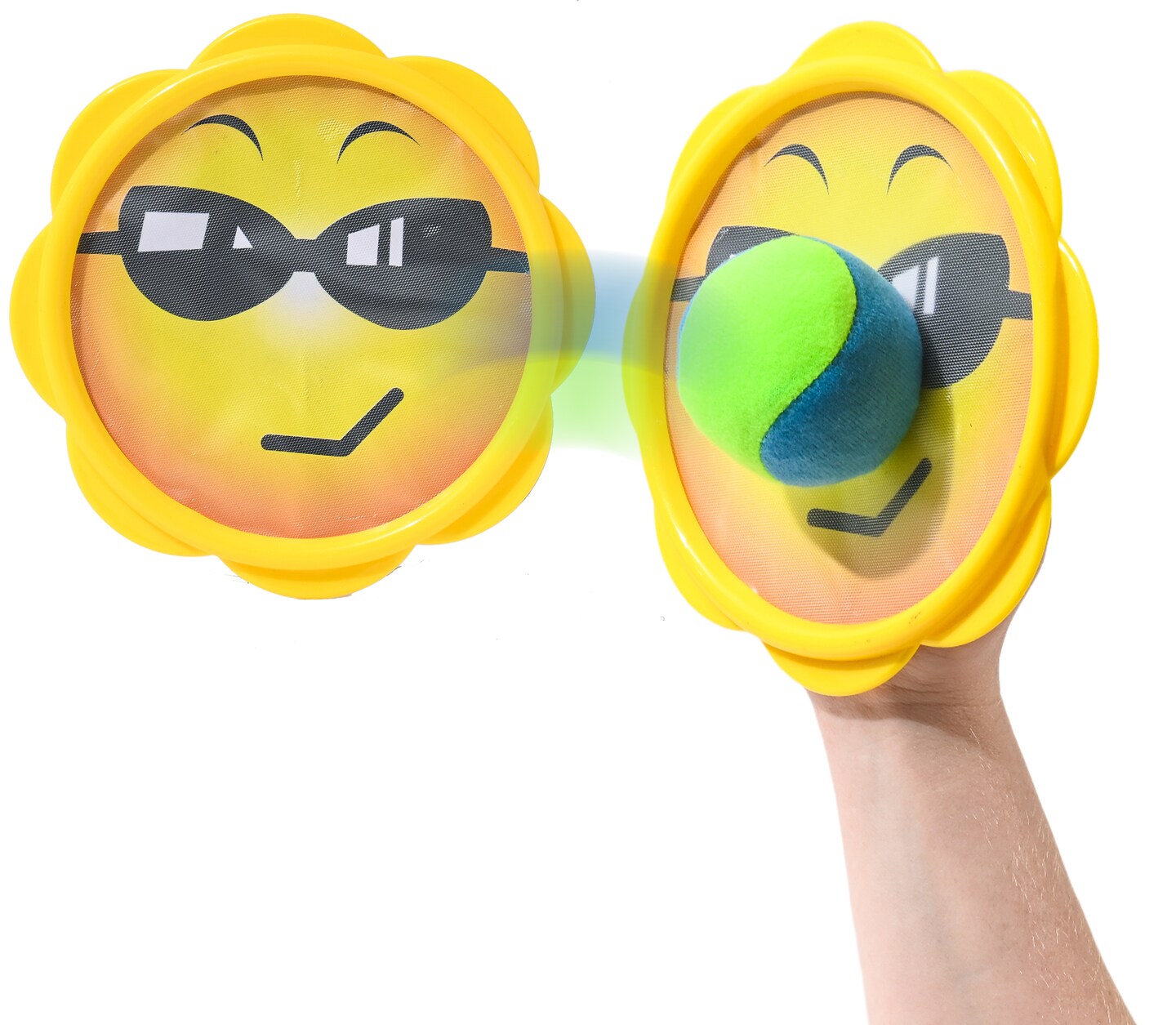 Toyrifik Toss &#x26; Catch Ball Game Set - Kids and Family Outdoor Sports Toys for Camping, Beach, Summer Party- Includes 2 Paddle Discs and 1 Soft Catch Ball