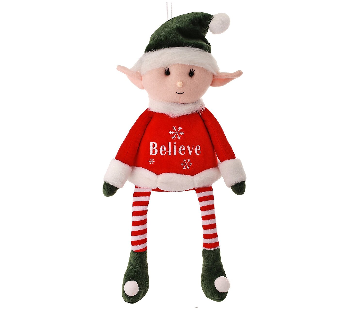 22-Inch Fabric Retro &#x27;Believe&#x27; Sitting Elf: Charming Holiday Decoration with Vintage Appeal