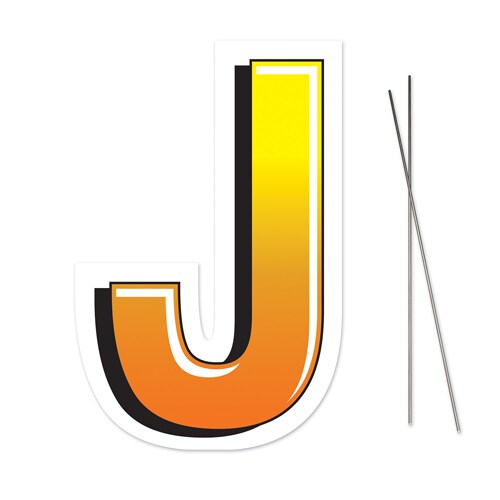 Letter J Yard Sign With Metal Stakes
