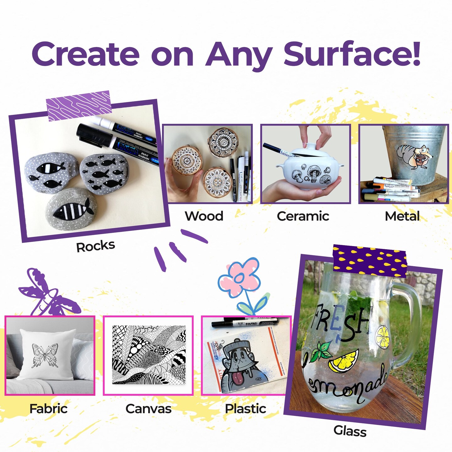 PINTAR Premium Acrylic Paint Pens - Set of 12 Black (4) 0.7mm, (4) 1.0mm, (4) 5.0mm Tips - Smooth-Flowing Japanese Ink - Crafting, Coloring, Drawing, Lettering, Writing Supplies