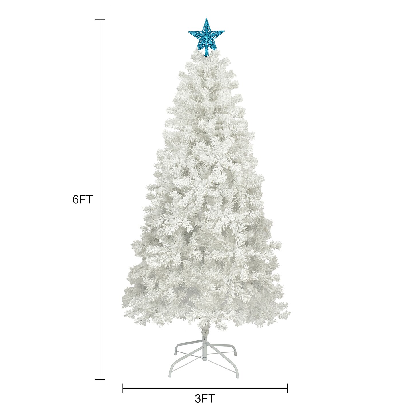 6ft Artificial Christmas Tree with 300 LED Lights and 600 Bendable Branches | Decorated Tree with Tri-Color LED Lights