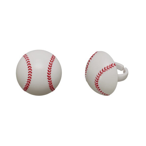 3D Baseball Cupcake Rings, 12ct