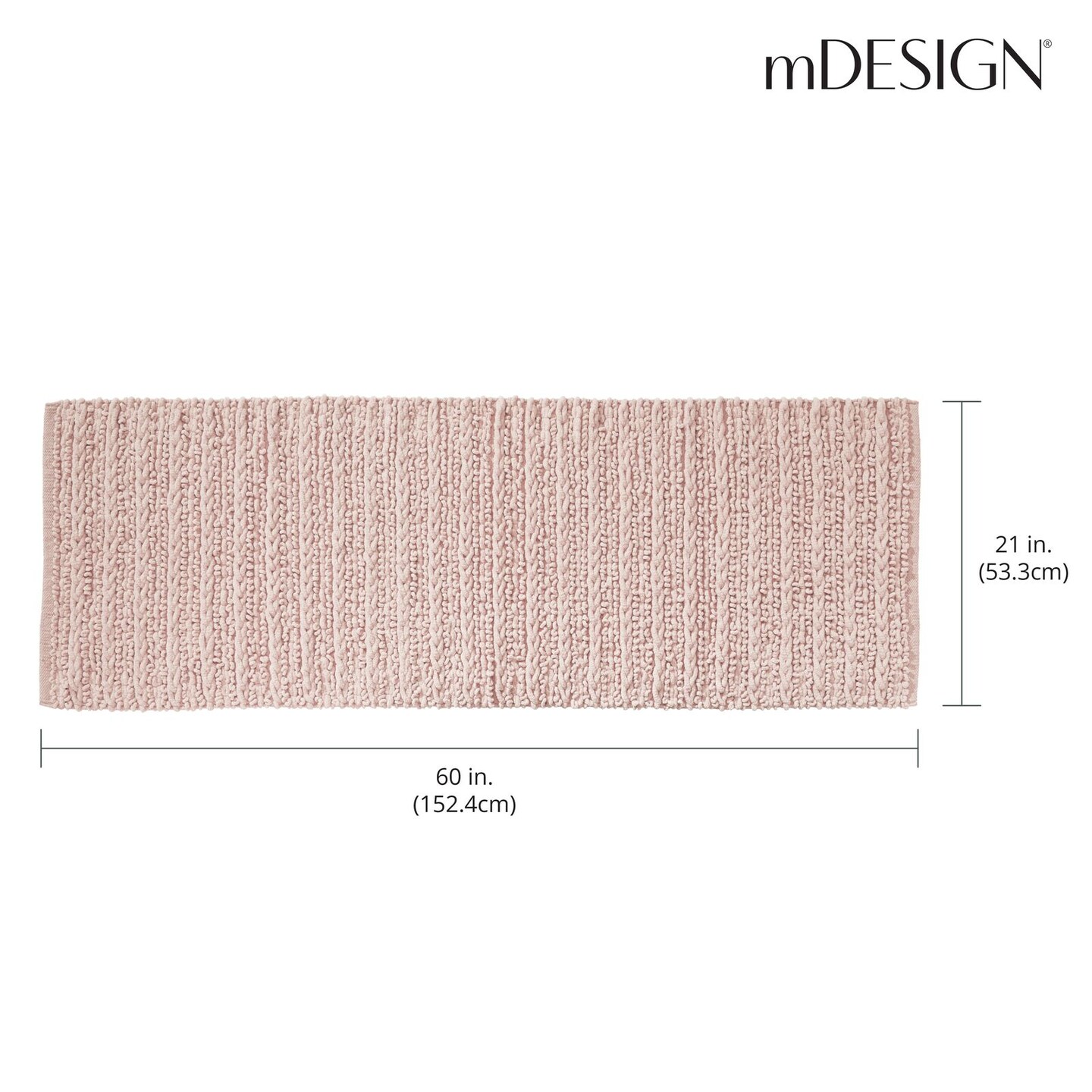 mDesign Soft Cotton Spa Mat Rug for Bathroom, Braided, 60&#x22; x 21&#x22;
