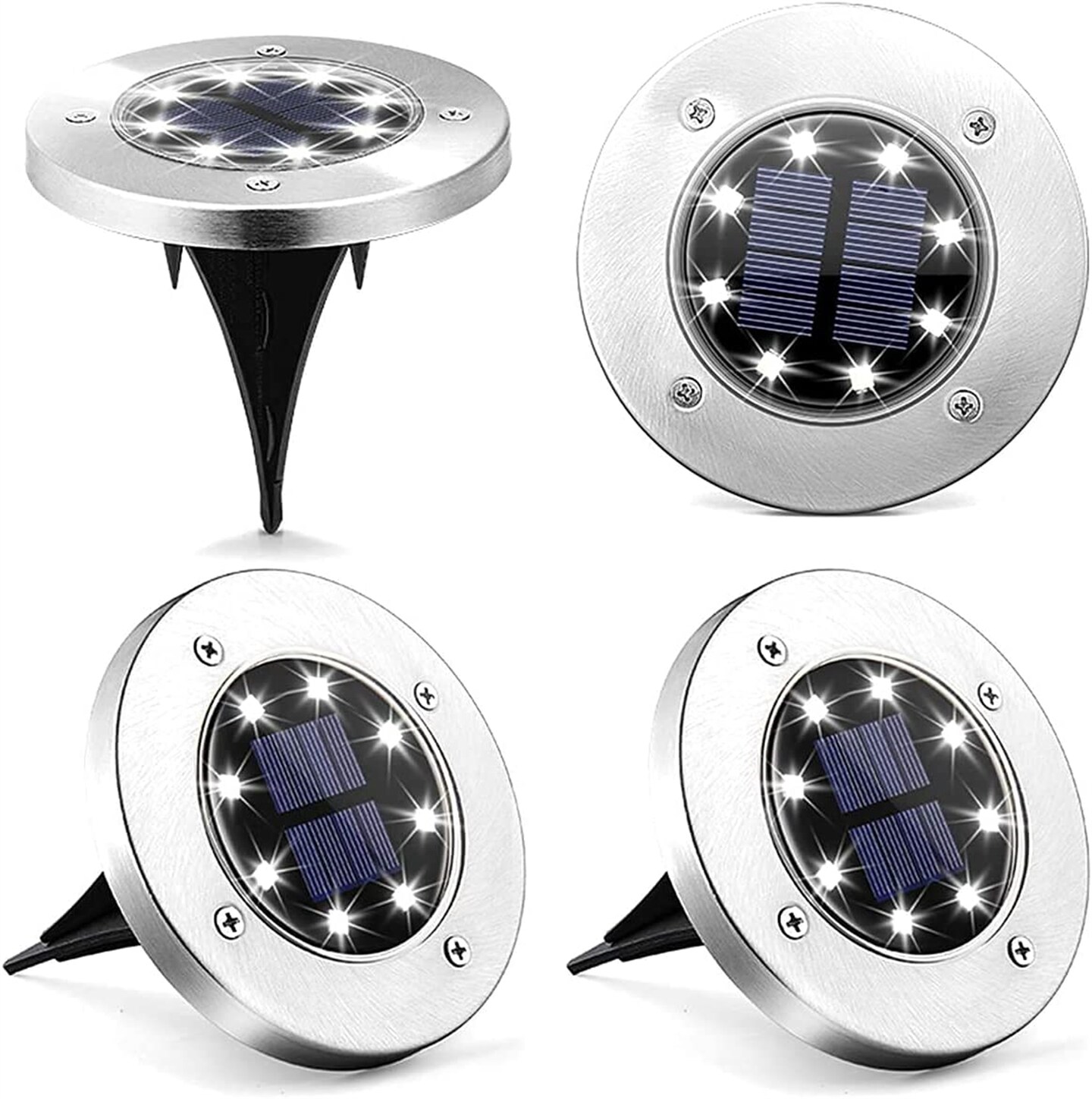 Solar Ground Lights Waterproof in-Ground Disk Lights for Garden Pathway