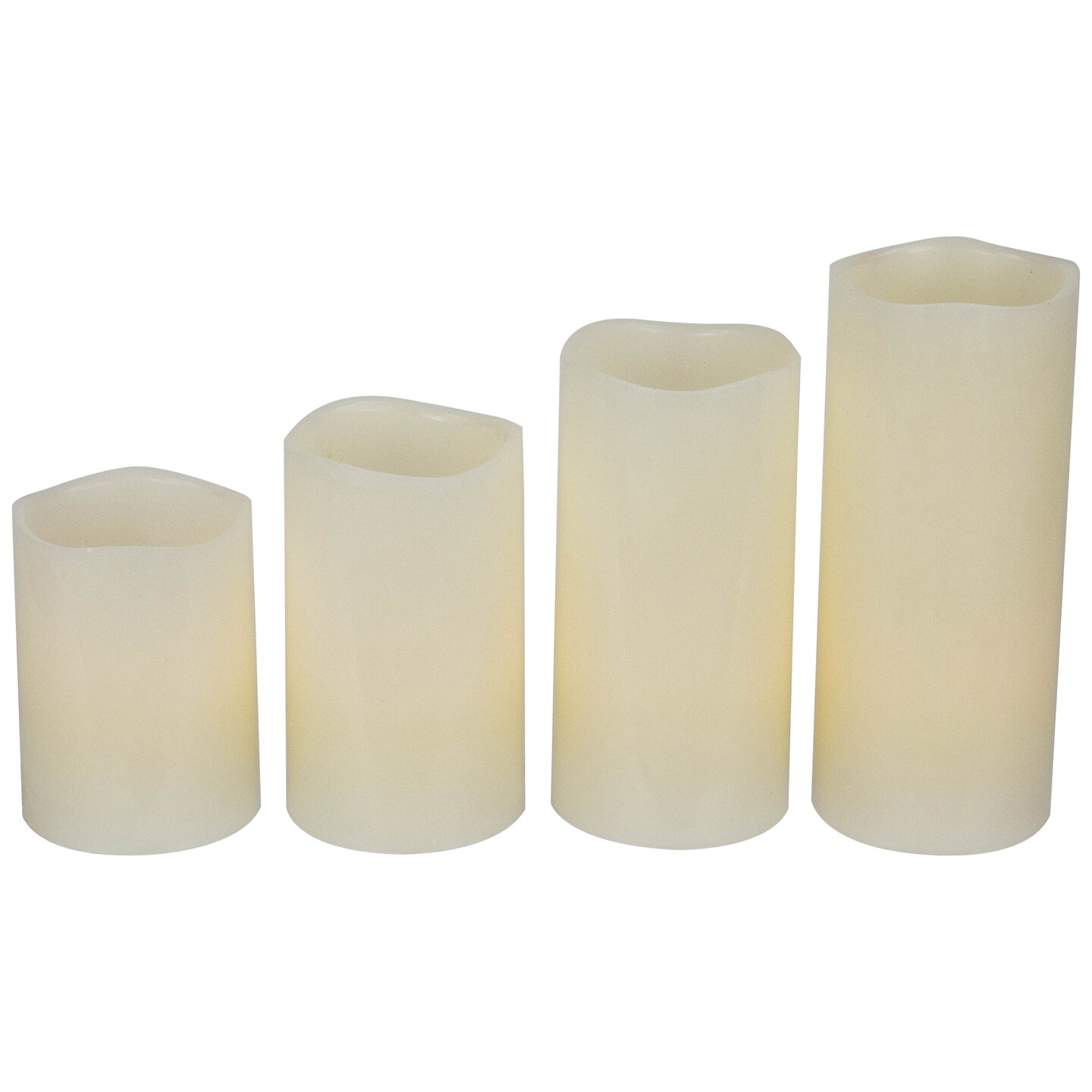 Northlight Set of 4 Cream LED Flameless Flickering Wax Pillar Candles 7&#x22;