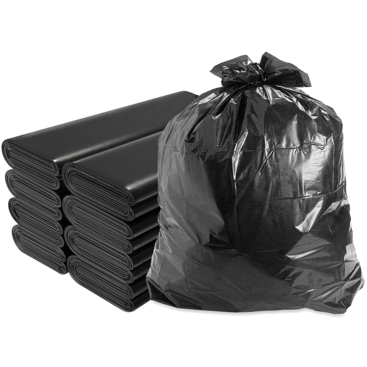 SKUSHOPS 50pcs Heavy Duty 45 65 Gallon Black Trash Bags 2 Mil Large Garbage Rubbish Bags