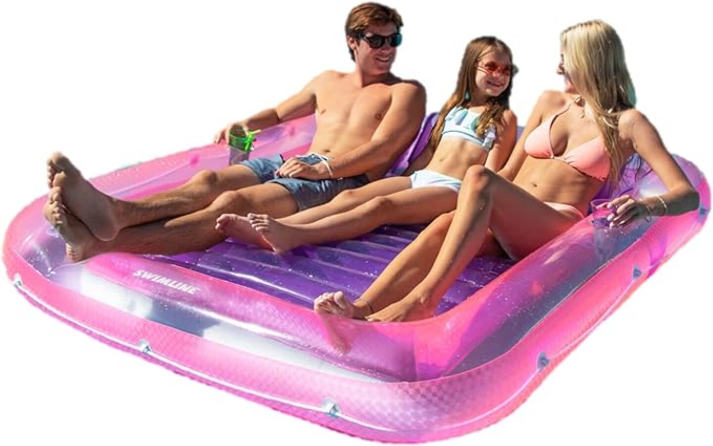 Swimline Pink Inflatable Swimming Pool XL Suntan Lounger with Pillows 70&#x22;