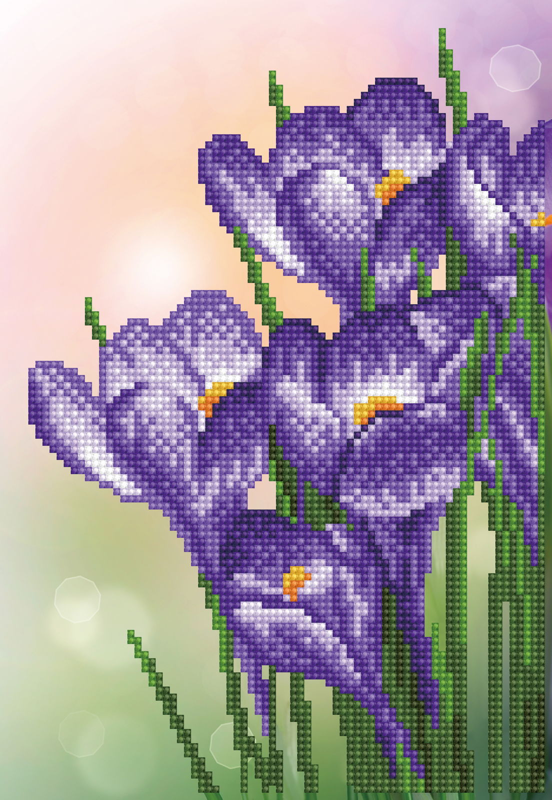 Purple Flowers - Partial Round Diamond Painting