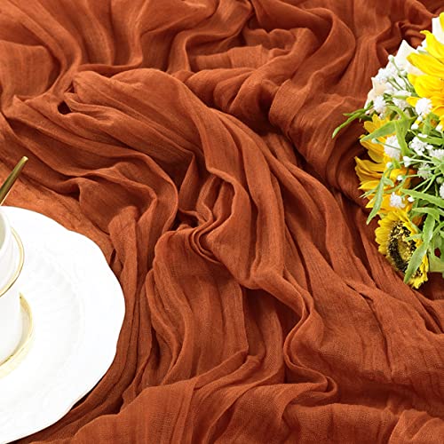 Cheesecloth Table Runner 10ft Gauze Boho Rustic Terracotta Cheese Cloth Table Runner for Wedding Bridal Shower Fall Thanksgiving Christmas Decoration