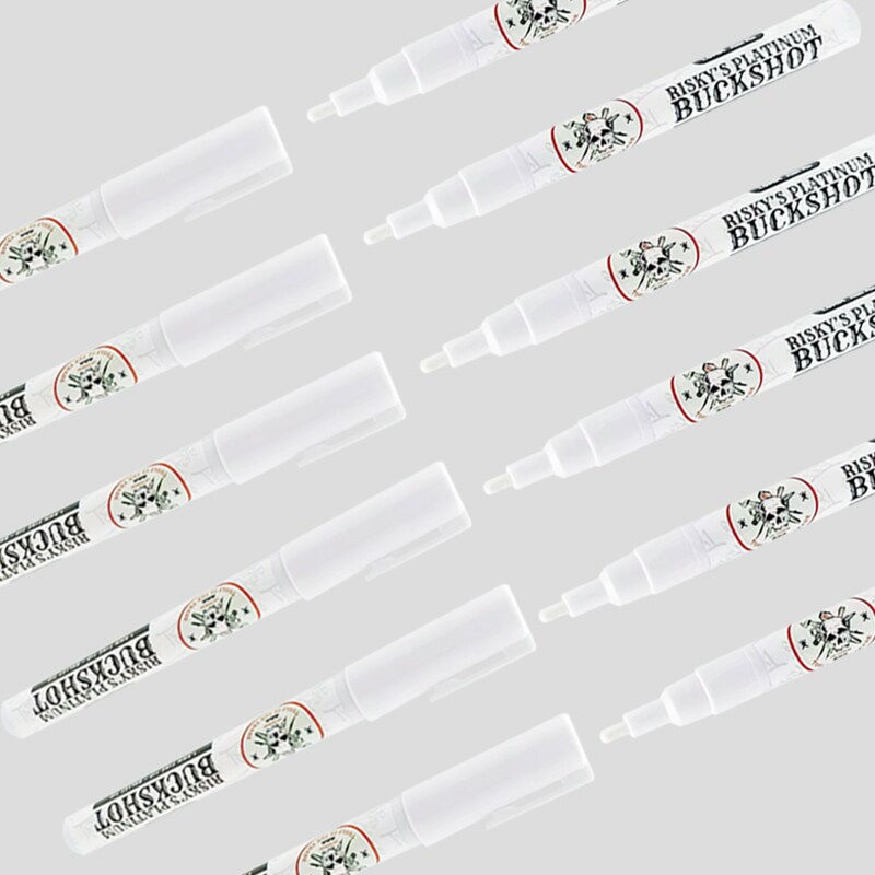 Risky&#x27;s Tools of the Trade Platinum 1MM 6 Pack White Acrylic Paint Pens for Graffiti and Fine Art