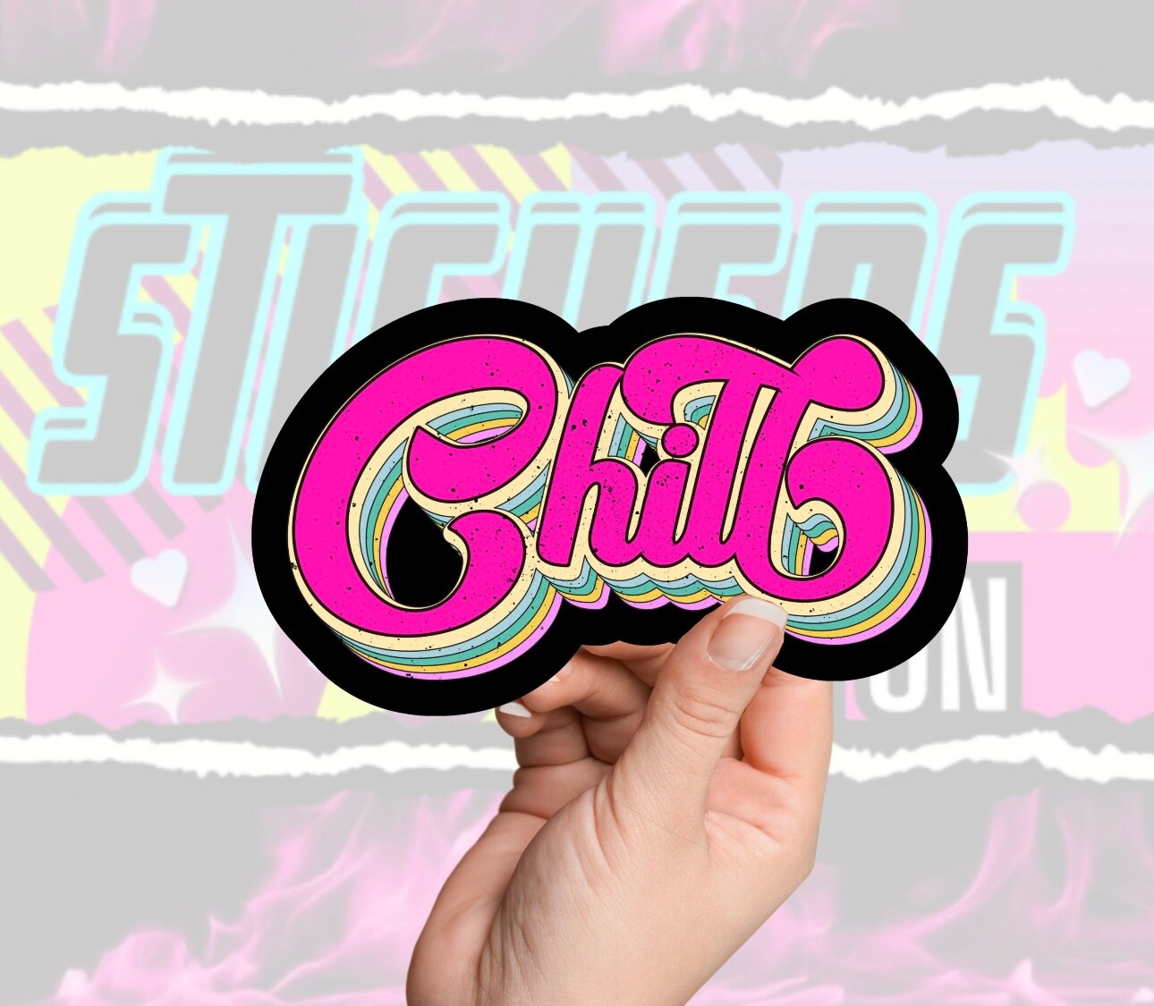 Retro Chill Personality Stickers, Perfect Scrapbook Addition Sticker, Die Cut Holographic or