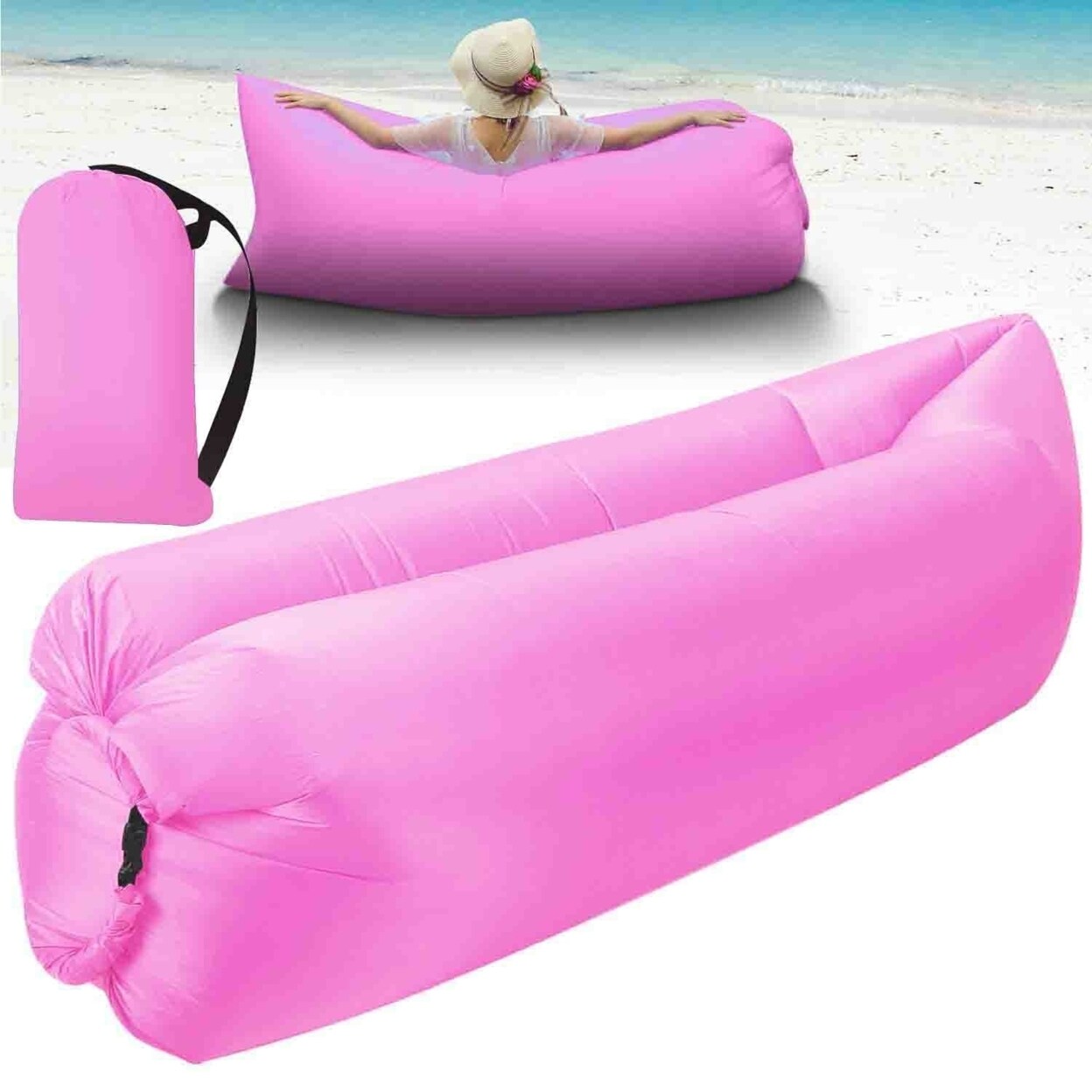 Inflatable Lounger Air Sofa Lazy Bed Sofa Portable Organizing Bag Water Resistant For Backyard Lakeside Beach Traveling