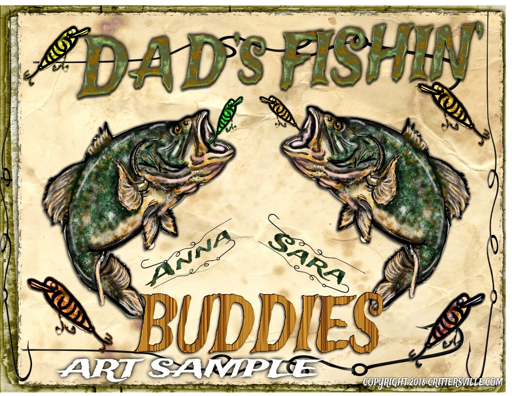 Dad's FISHING BUDDIES PERSONALIZED T SHIRT 4 DAD, PAPA, GRANDPA