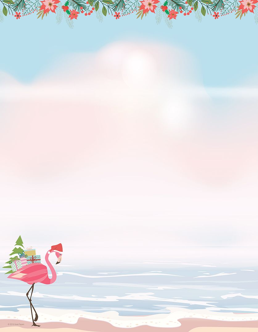 Great Papers! Merry Flamingo Holiday Letterhead, Invitations and Announcements, Printer Friendly, 8.5&#x22; x 11&#x22;, 80 Pack