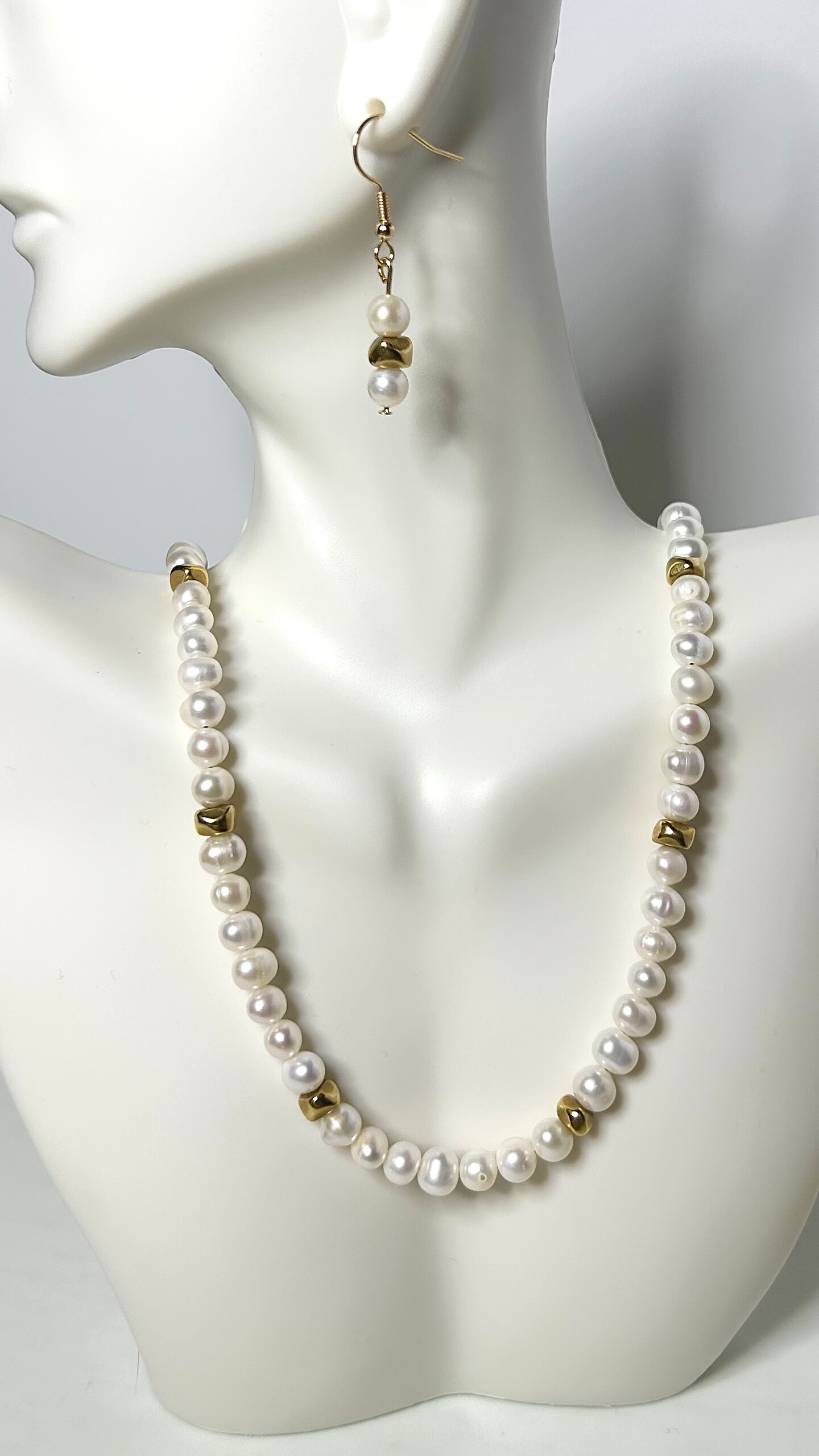 Snowflake White Pendant factory Freshwater Pearl 3-Piece Jewelry Set