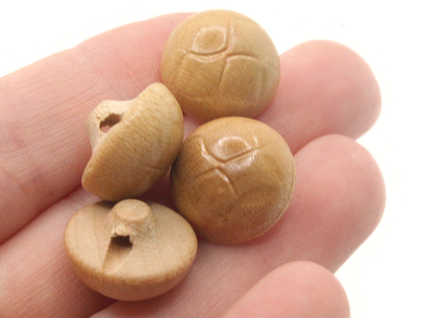 5 15mm Vintage Brown Wooden Basket Weave Pattern Shank Buttons Sewing Notions