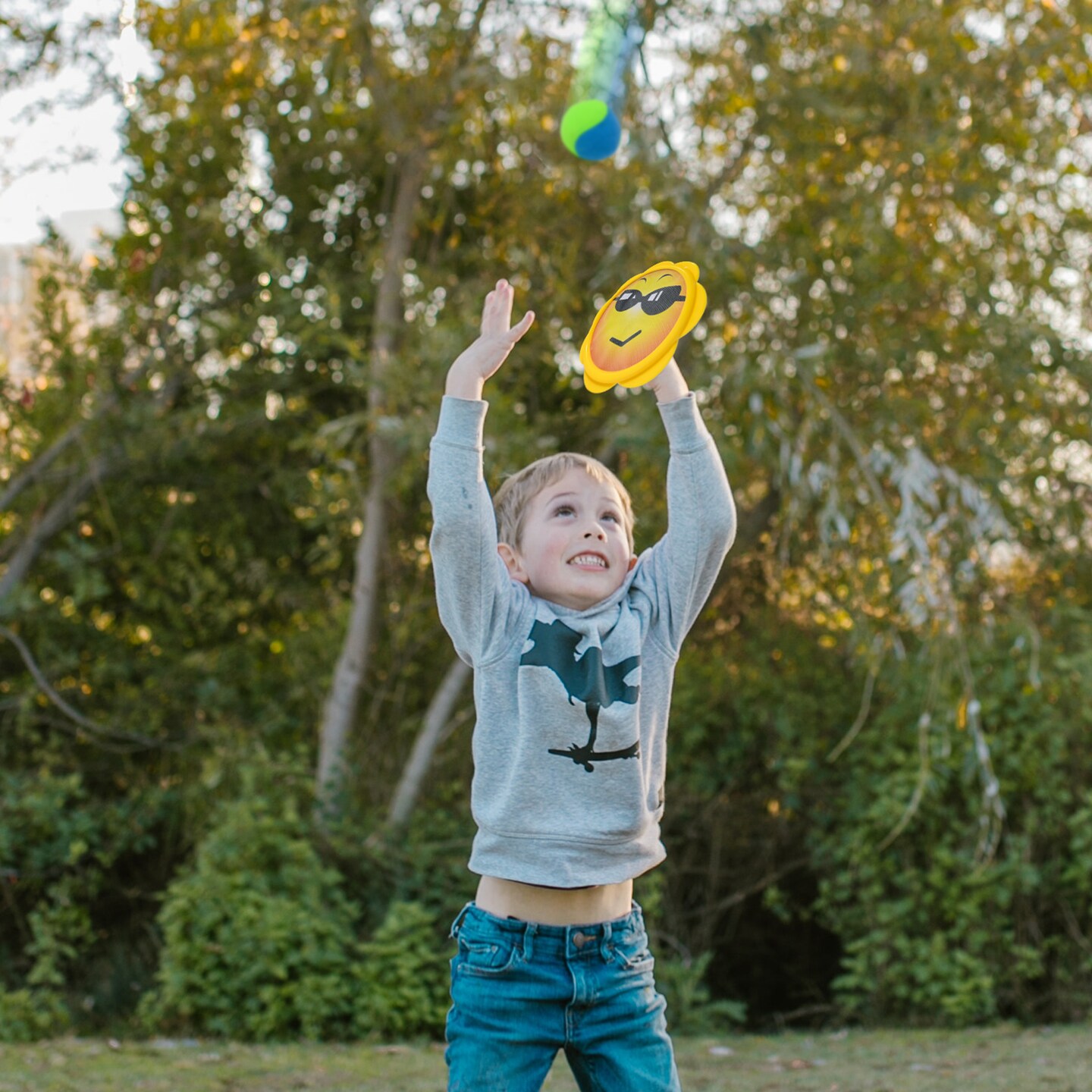 Toyrifik Toss &#x26; Catch Ball Game Set - Kids and Family Outdoor Sports Toys for Camping, Beach, Summer Party- Includes 2 Paddle Discs and 1 Soft Catch Ball