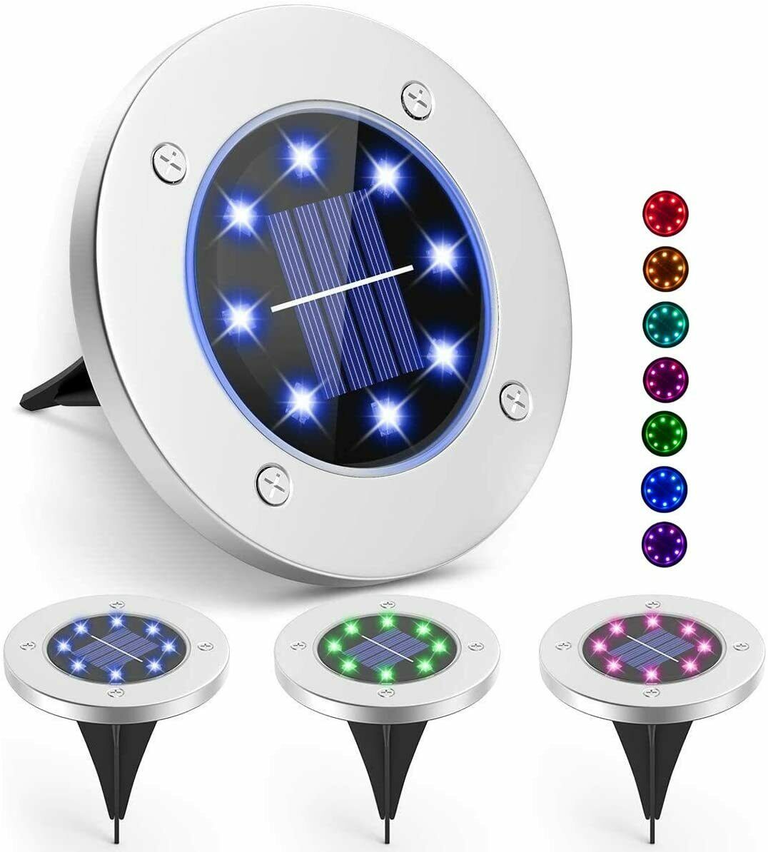 Solar Ground Lights Waterproof in-Ground Disk Lights for Garden Pathway