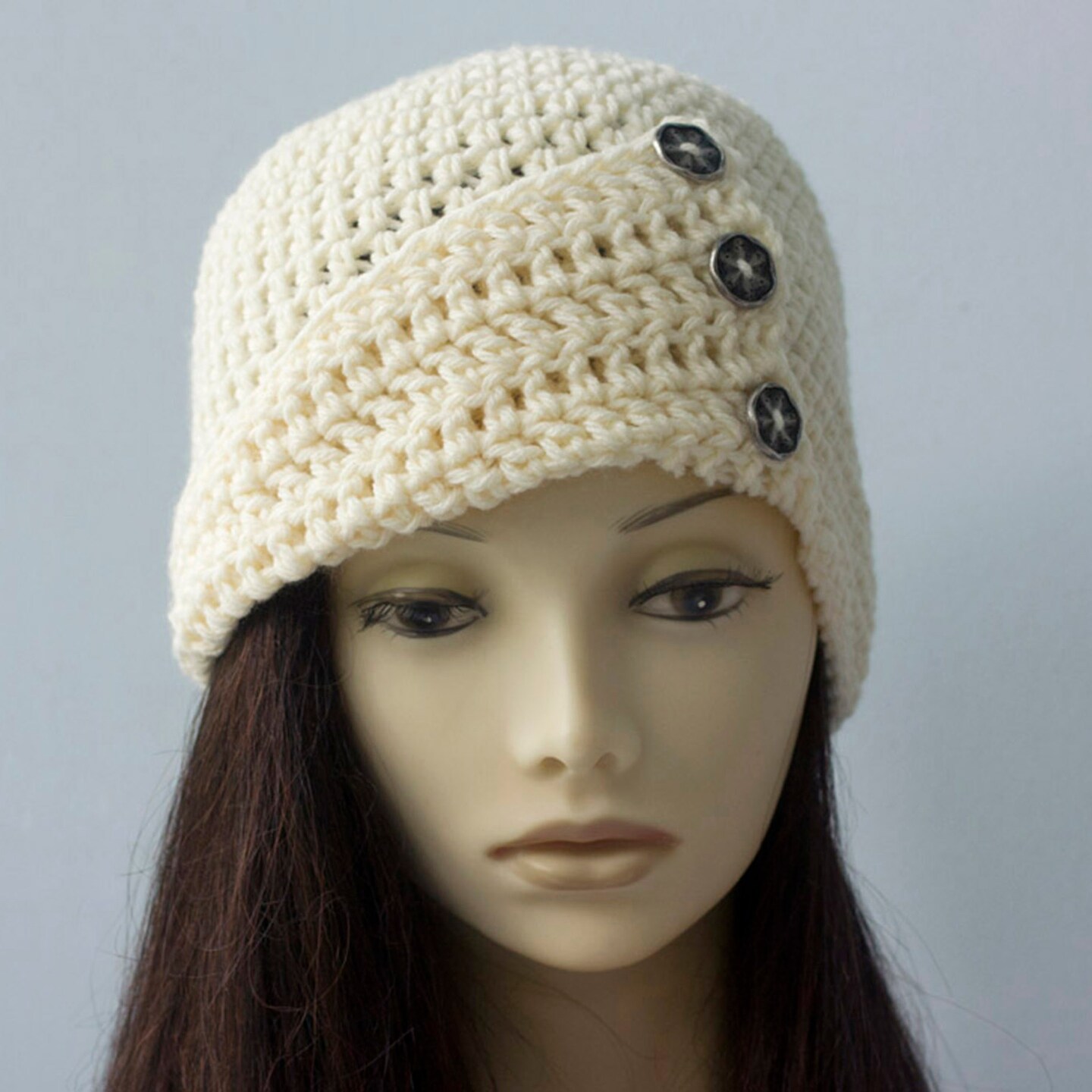 Hand Crochet Winter Hat for Woman, Button Flapper Cloche Hat | MakerPlace  by Michaels, image size:1080x1080