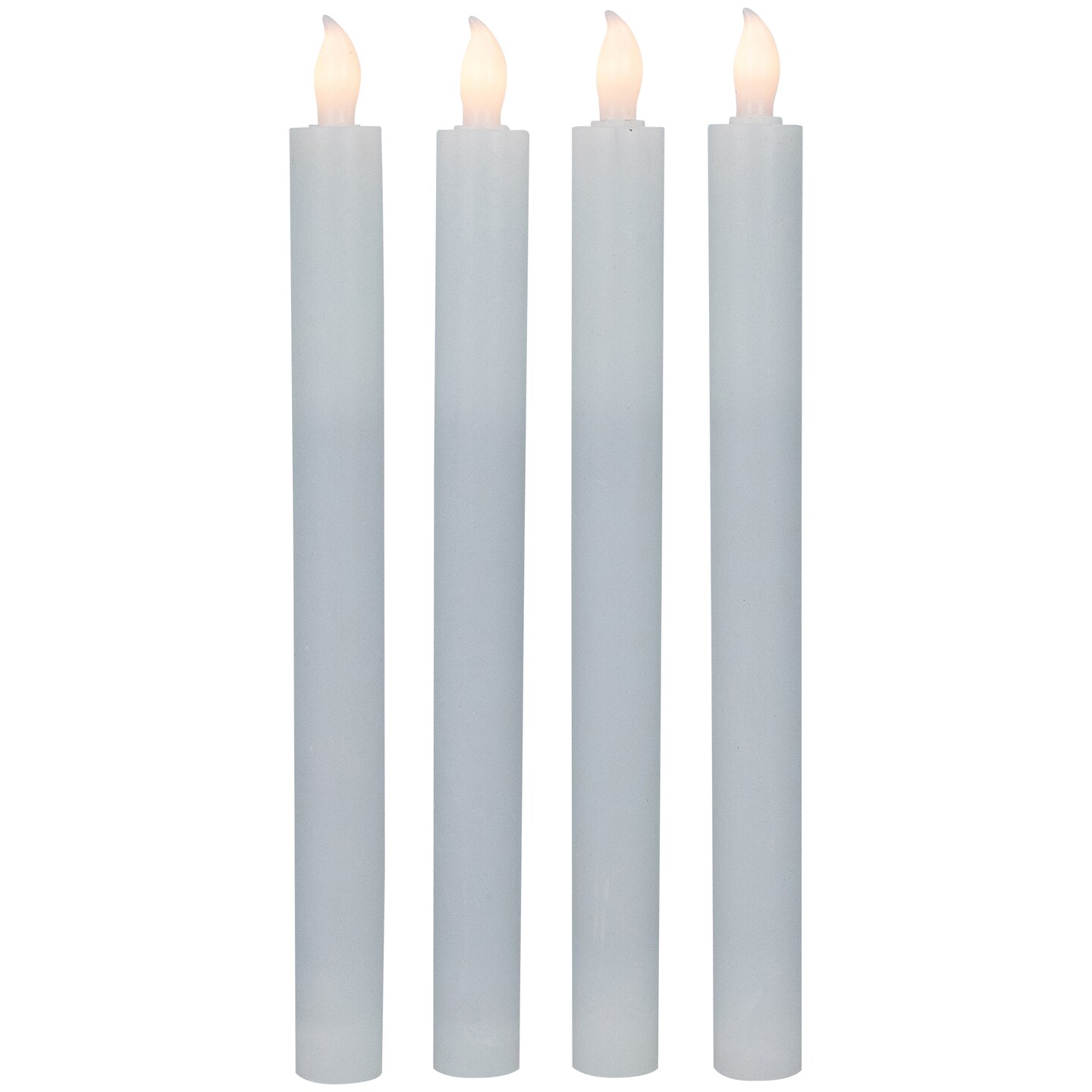 Northlight Set of 4 Solid White LED Flameless Flickering Wax Taper Candles 9.5&#x22;