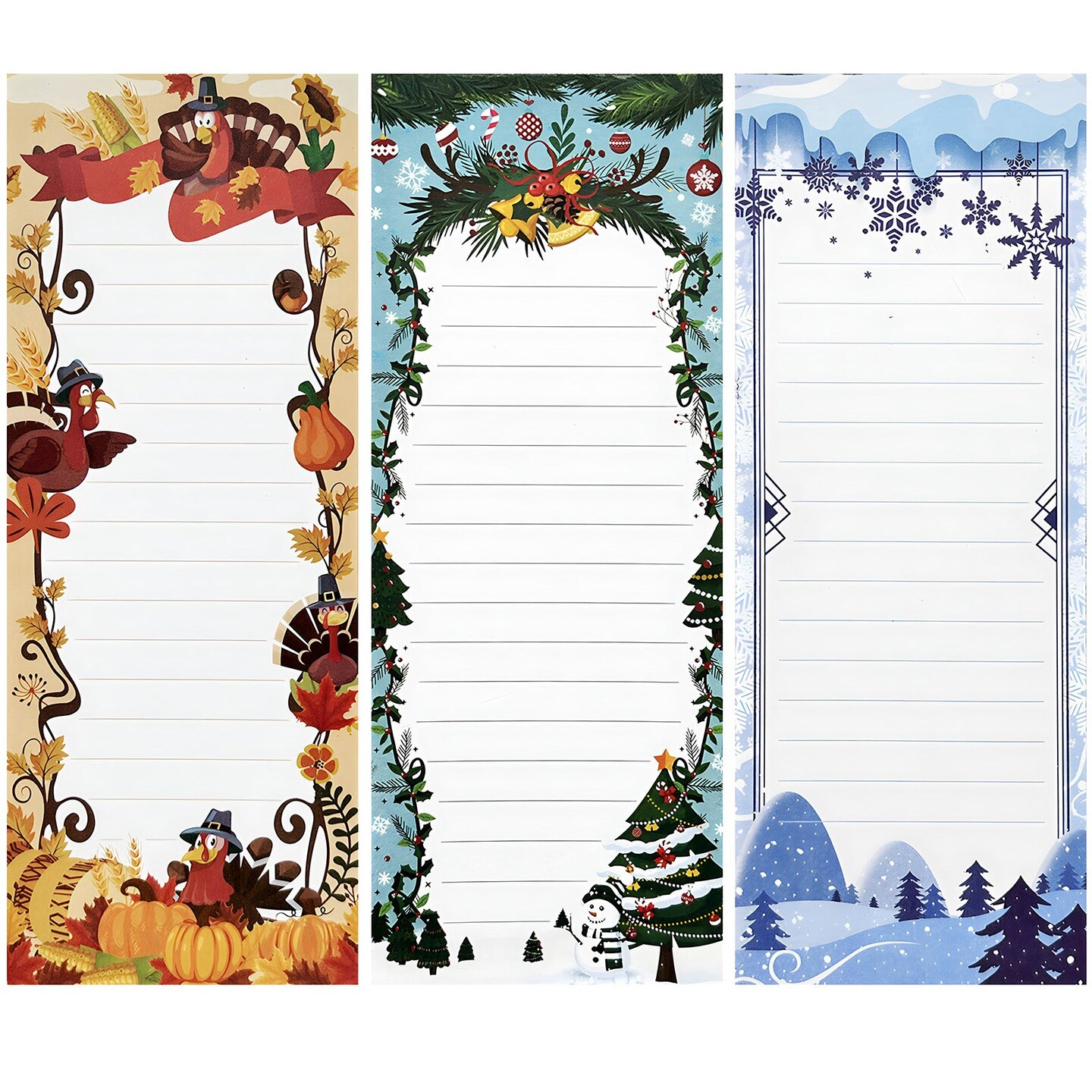 Wrapables Festive Floral Magnetic Notepads for Refrigerator, To-Do lists, Grocery Shopping, Memo, Reminders (Set of 3)