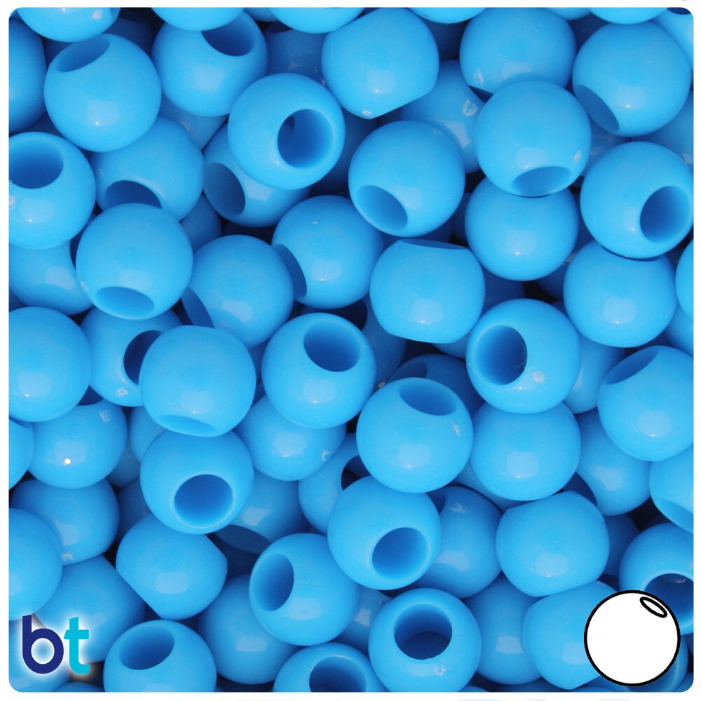 BeadTin Light Blue Opaque 10mm Round Plastic Pony Beads (125pcs) | Michaels