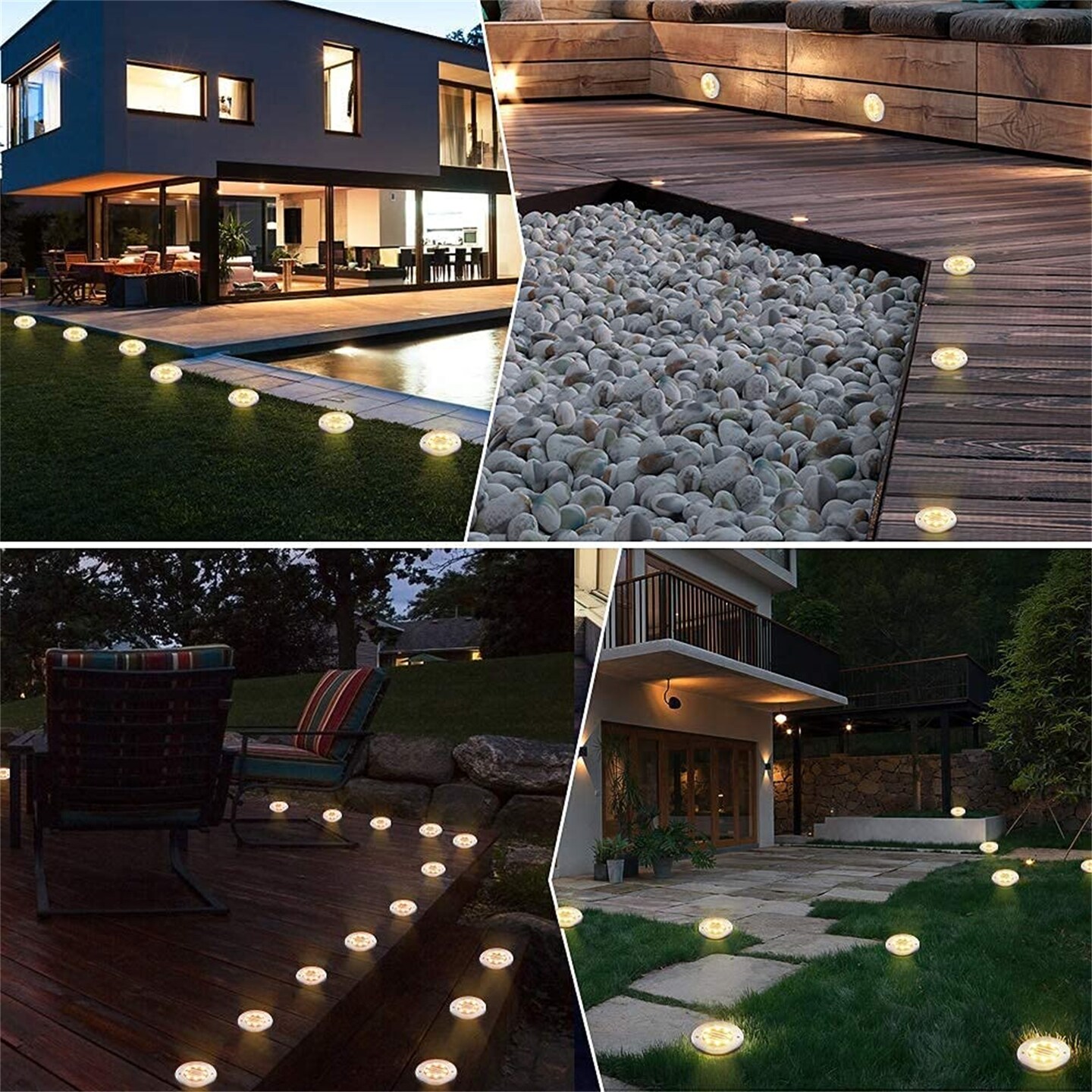 Solar Ground Lights Waterproof in-Ground Disk Lights for Garden Pathway