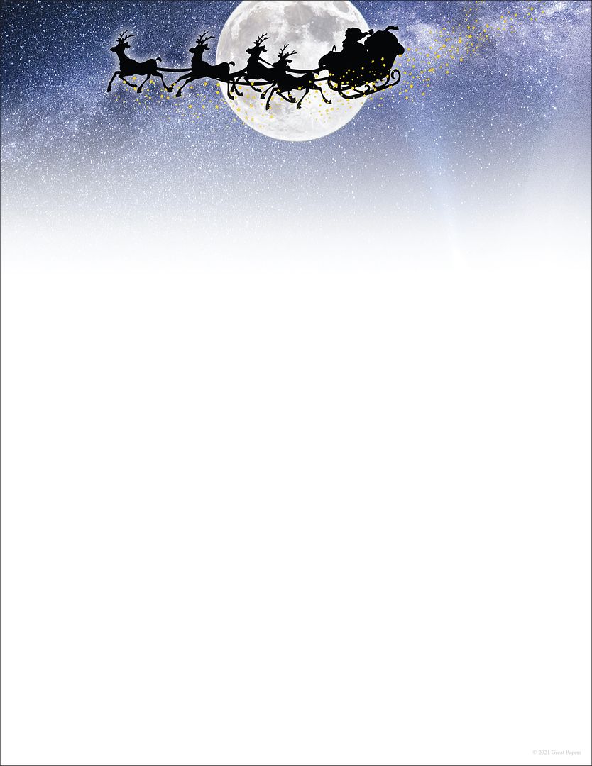 Great Papers! Moonlight Santa Holiday Letterhead, Invitations and Announcements, Printer Friendly, 8.5&#x22;x11&#x22;, 50 Pack