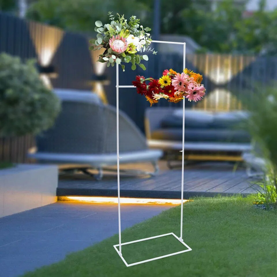 White Square Arch Rack Garden Balloon Stand for Wedding Party Backdrop Decor
