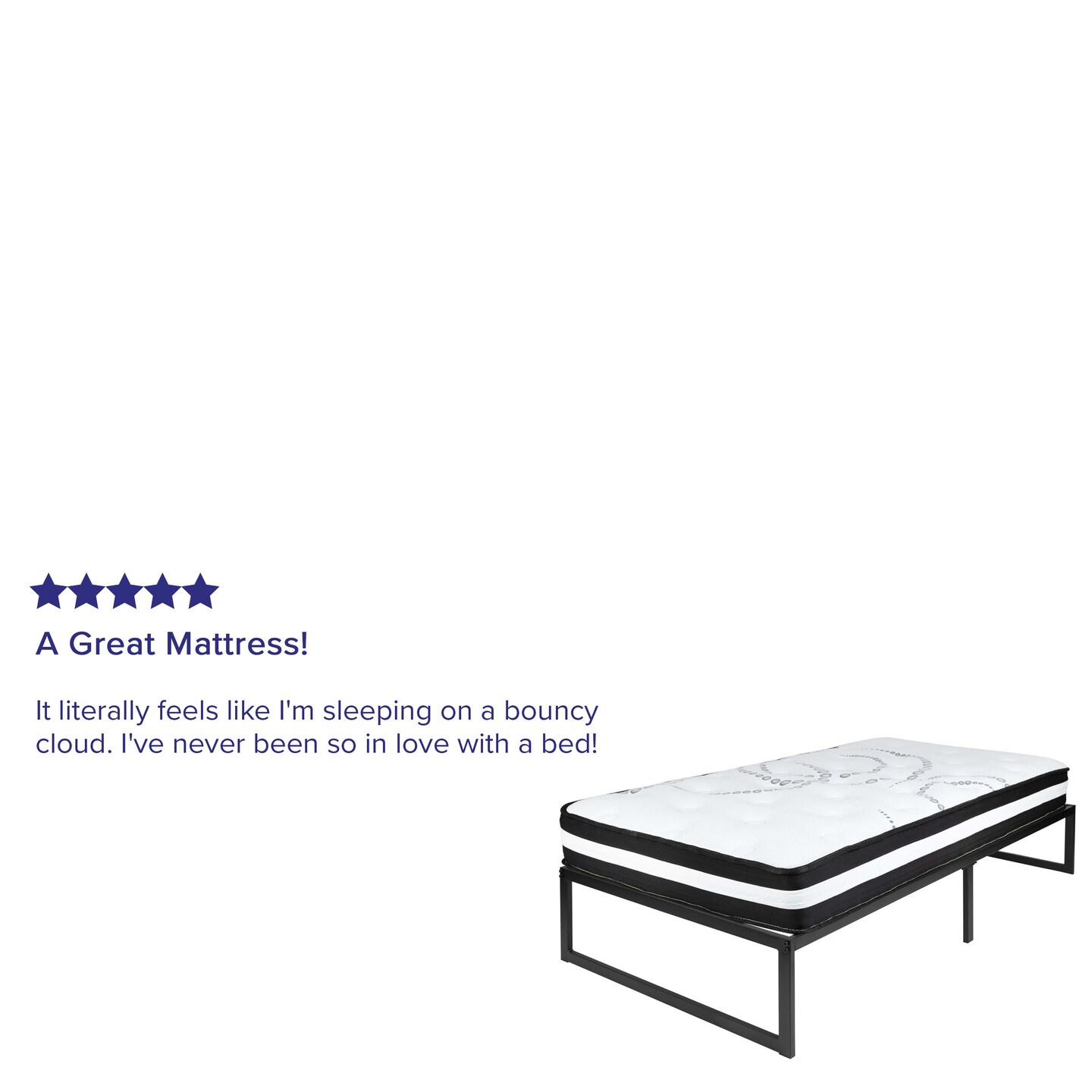 Emma and Oliver 14&#x22; Platform Bed Frame &#x26; 10&#x22; Mattress in a Box - No Box Spring Required