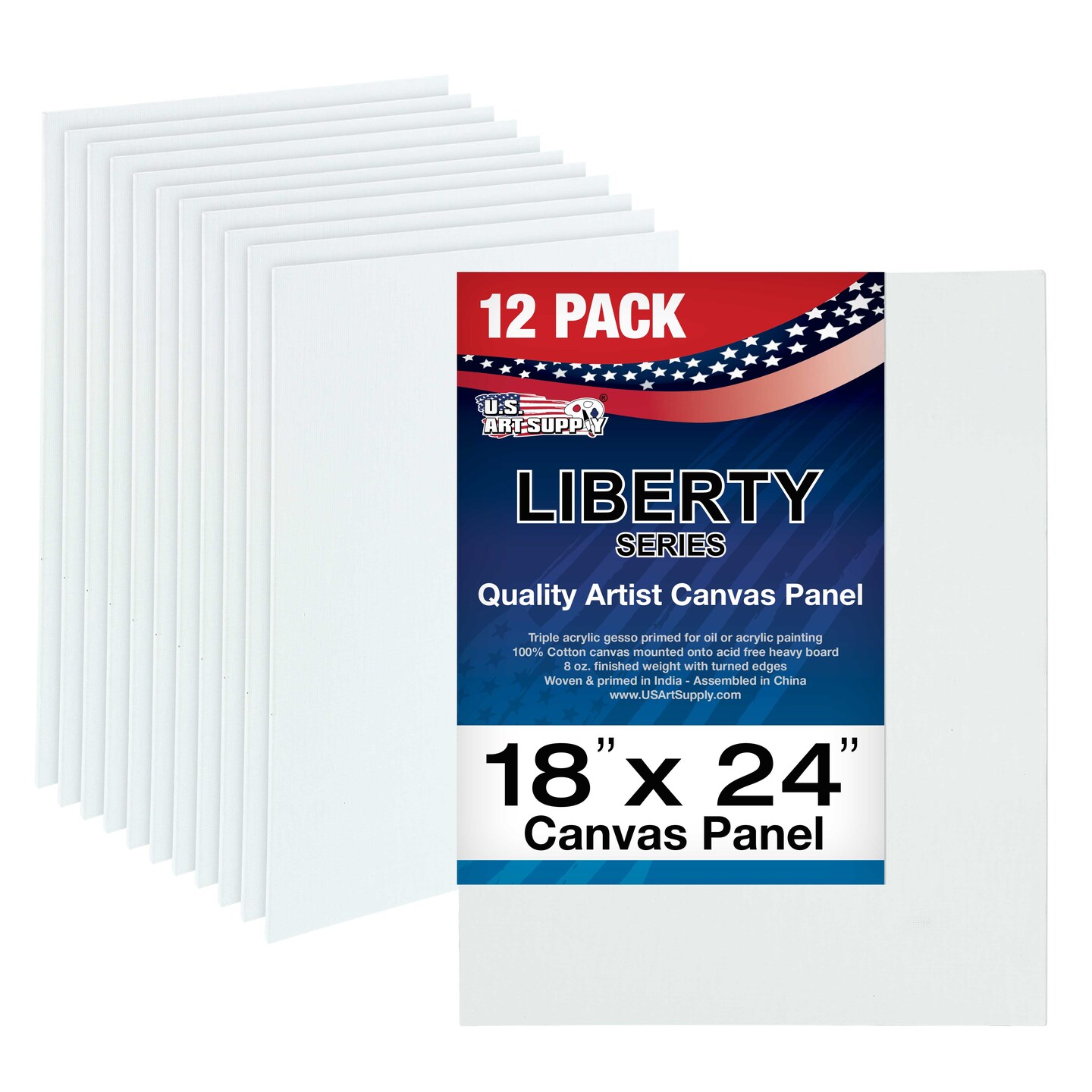 18&#x22; x 24&#x22; Professional Artist Quality Acid Free Canvas Panel Boards for Painting 12-Pack