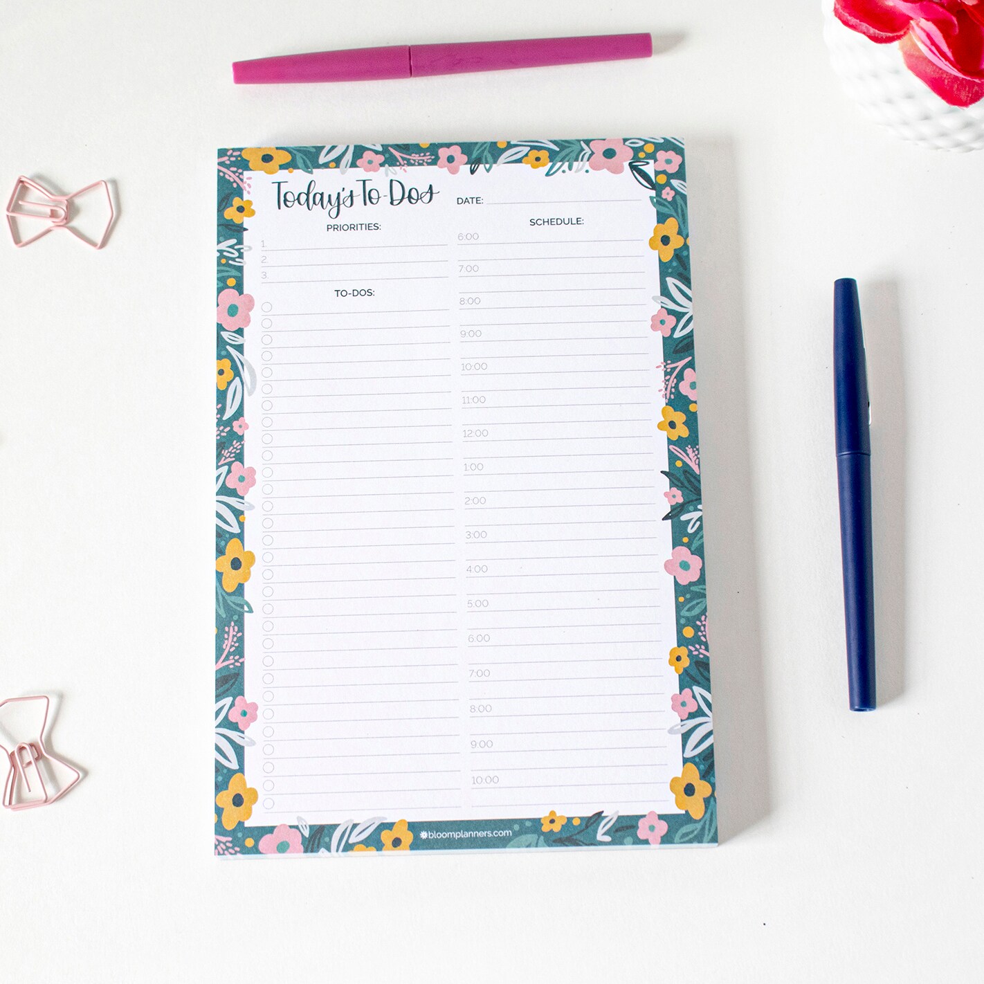 product name is Planning Pad, 6" x 9", Timed Daily Pad, Garden Blooms