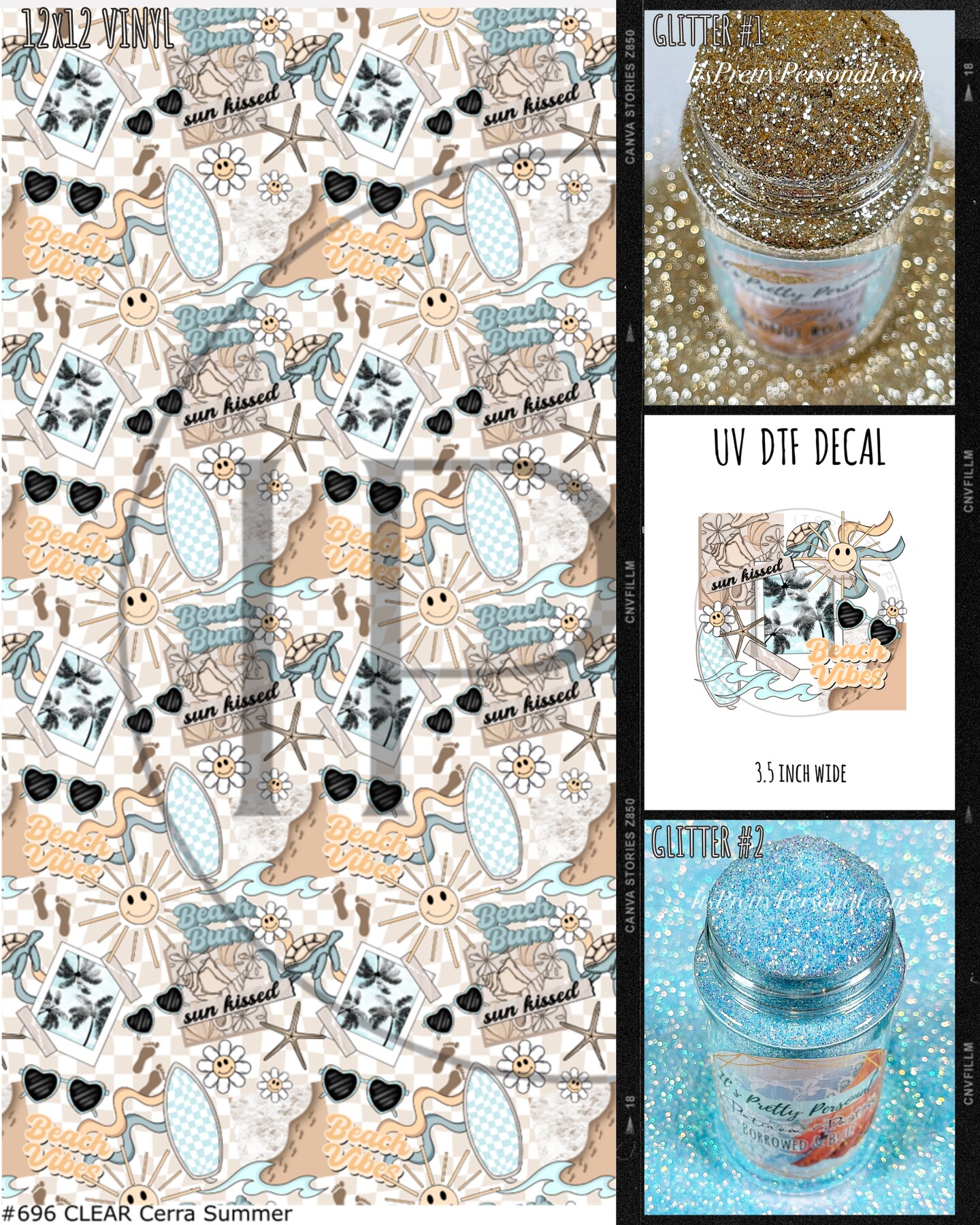 Match Maker Kit #8- Beach Vibes (UV DTF+VINYL+2 GLITTER COLORS)