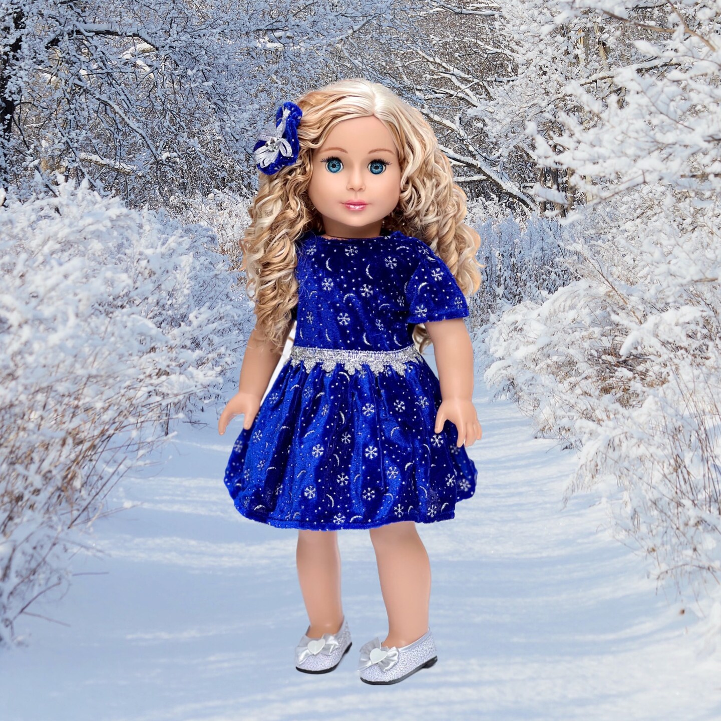 Midnight Blue - Clothes Fits 18 inch Doll - Dark Blue Sparkling Holiday  Dress with matching Silver Shoes (Doll Not Included) | MakerPlace by  Michaels