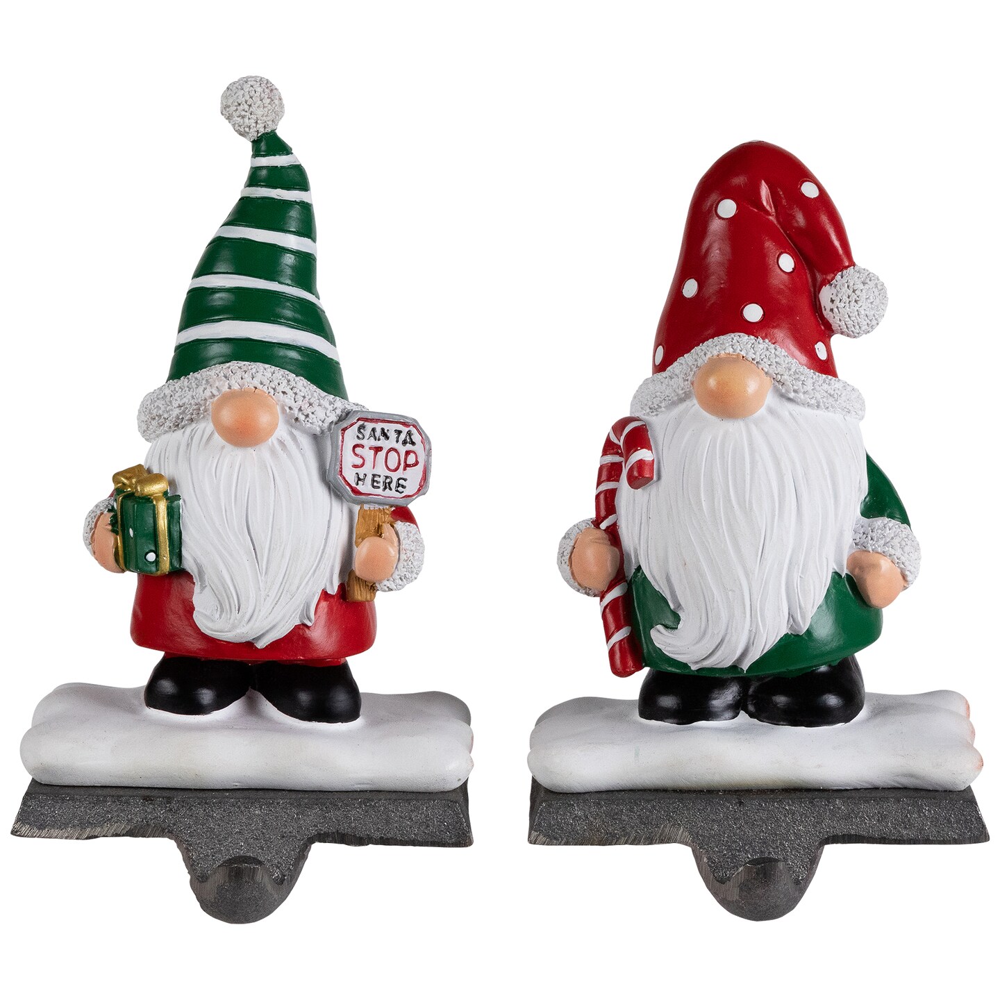 Northlight Santa Gnomes Christmas Stocking Holders - 6.25&#x22; - Set of 2