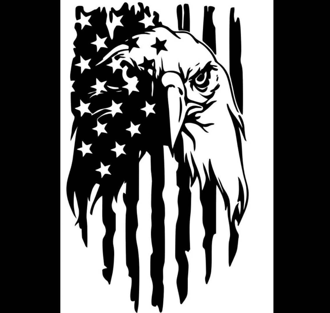 Eagle Head Flag Vinyl window decal, Nice looking flag decal Window