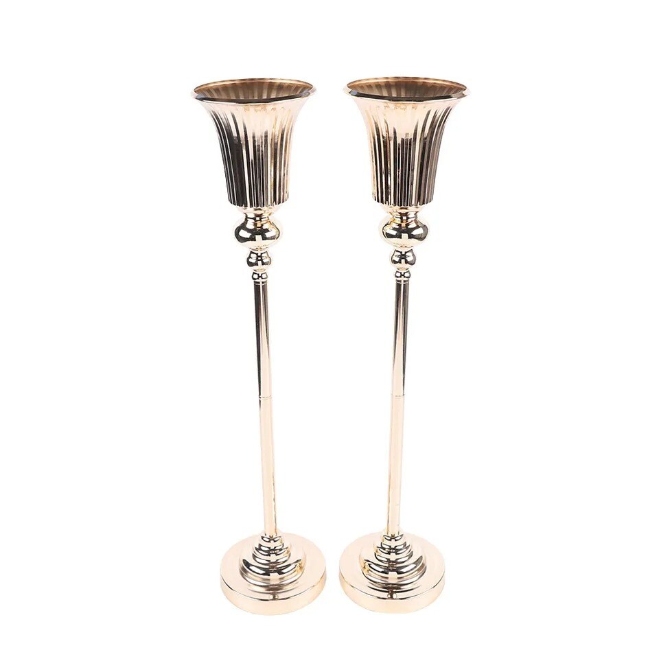 2 PCS Gold Trumpet Vase