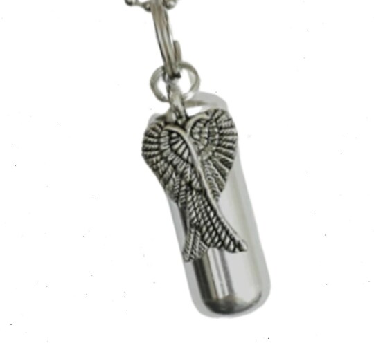 Lovely Crossed Angel Wings CREMATION URN Necklace on 24